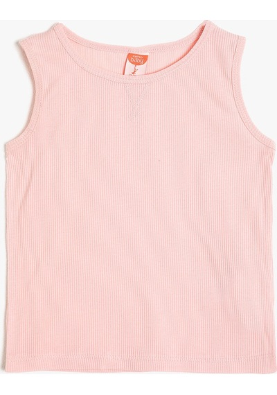 Koton Basic Atlet Yuvarlak Yaka Kolsuz Ribanalı Pamuklu Pembe 0ymg39139ok Gülkurusu