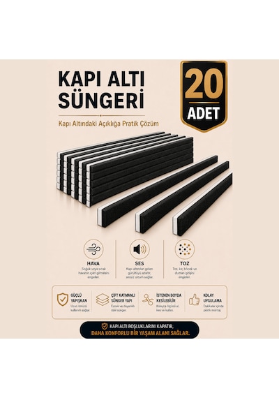 20 Adet Kapı Altı Rüzgar Önleyici 90 Cm Yapışkanlı Isı Yalıtım Süngeri Kapı Pencere Soğuk Toz Ses Kesici Eşik Süngeri