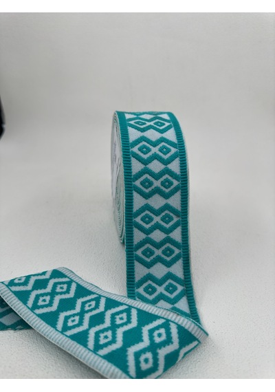 5 Cm Kilim Desenli Lastik-5 Metre / Turkuaz