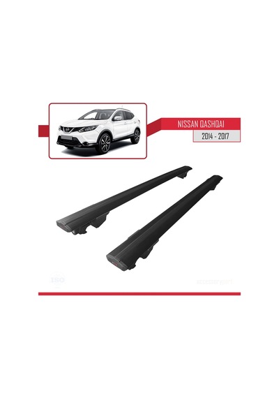 Nissan Qashqai 2014-2017 Arası İle Uyumlu Hook Model Anahtar Kilitli Ara Atkı Tavan Barı Siyah