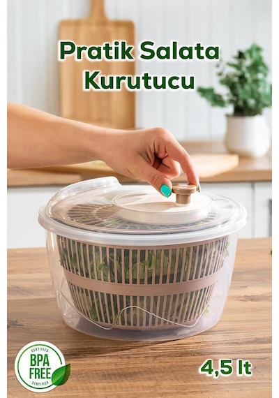 G-25 Gondol Vega Pratik Salata Kurutucu - Meyve Sebze Yeşillik Yıkama Kurutma Kabı Cappuccino Diğer