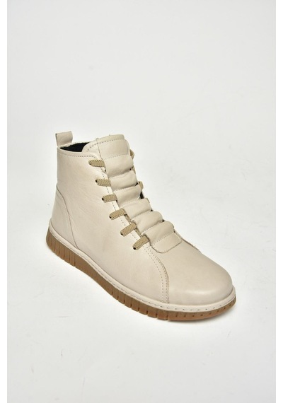 Fox Shoes T555366203 Vizon Hakiki Deri Comfort Ortopedik Taban Kadın Bot Vizon