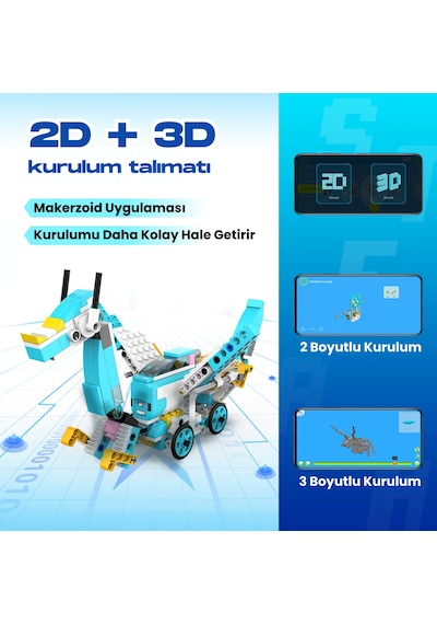 Makerzoid Smart Robot Premium 400 Parça 200+ Model Robot Kodlama Seti 6+ Yaş