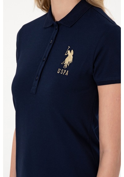 U.S. Polo Assn. Kadın Lacivert Polo Yaka Mini Boy Örme Elbise 50297457-VR033