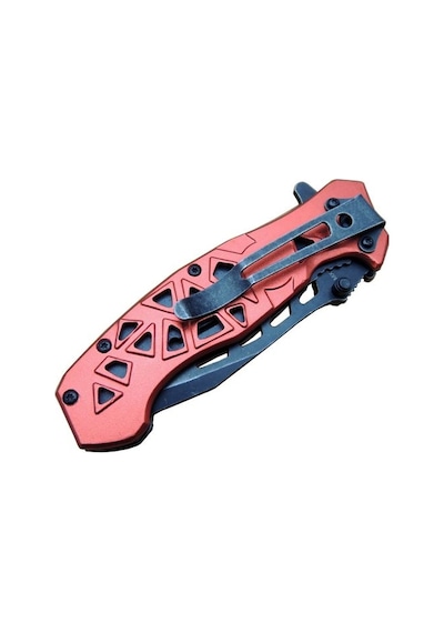 Lanmark Mx50 Testereli Outdoor Kamp Çakı 21 CM - Otomatik - Kemerlikli Kırmızı