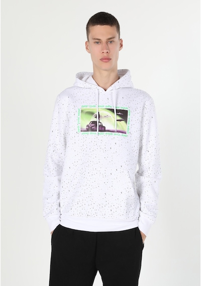 Colin's Colins Regular Fit Kapüşonlu Baskılı Beyaz Erkek Sweatshirt Cl1060038 Beyaz