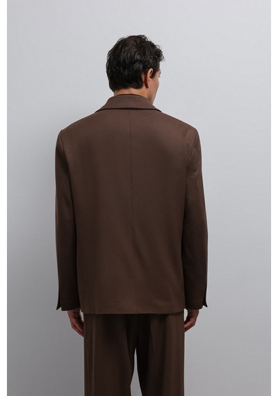Antioch Relax Fit Kruvaze Erkek Blazer Ceket Kahve