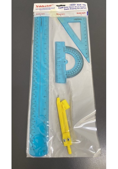 Yıldızlar Elastik Çizim Takımı 30 Cm Pergelli - Cetvel, Gönye, İletki, Pergel Set Kod: 166
