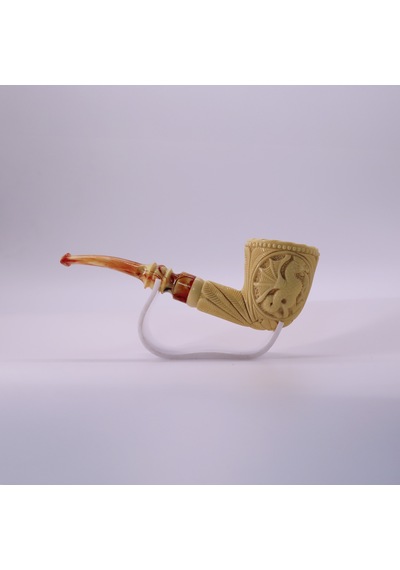 El Oyması Lületaşı Ejderha Figürlü Koleksiyonluk Pipo Usta İmzalı Blok Taş Meerschaum