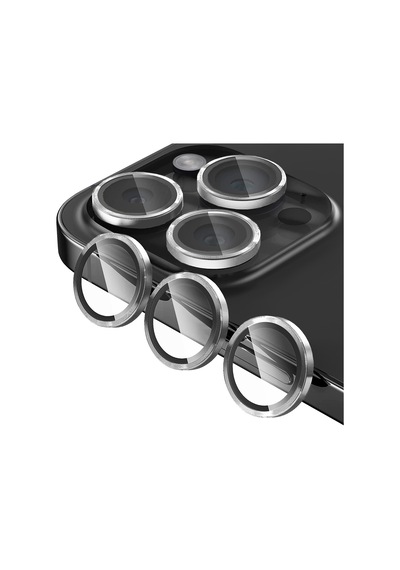 Buff Apple Uyumlu iPhone 15 Pro Max / 15 Pro Kamera Metal Lens Koruyucu Gümüş