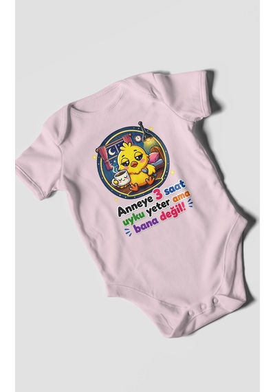 Morivokids Anneye Özel Kısa Kollu Bebek Body %100 Pamuk Zbn245-kk Bebe Pembe