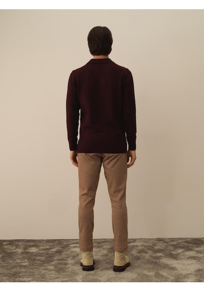 Xint Bordo Lüks Pamuk Dokulu Regular Fit Kazak 801735 Xint Bordo Lüks Pamuk Dokulu Regular Fit Kazak 801735