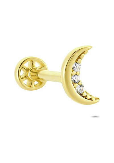 Glorria Altın Ay Tragus Piercing Çok Renkli