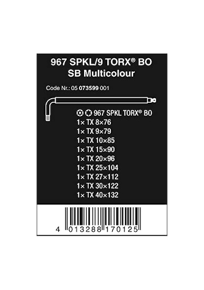 Wera 967 Spkl-9 Sb Tork Bo Alyan Seti 05073599001 N11.11324