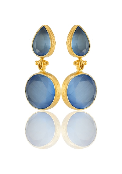 Kadir Jewellery 22 Ayar Altın Kaplama Vintage Küpe -el İşçiliği Ve Hipoalerjenik Küpe Buz Mavisi 44105086