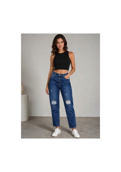 Bluemarlin Çift Diz Lazer Yırtık Laci İşlemli Tam Kalıp Mom Jeans Kot Pantolon Lacivert Bluemarlin Çift Diz Lazer Yırtık Laci İşlemli Tam Kalıp Mom Jeans Kot Pantolon Lacivert