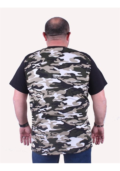 Moc Grande Mocgrande Büyük Beden Shoulder Line Camouflage Erkek Tişört 23147 Hakı Haki