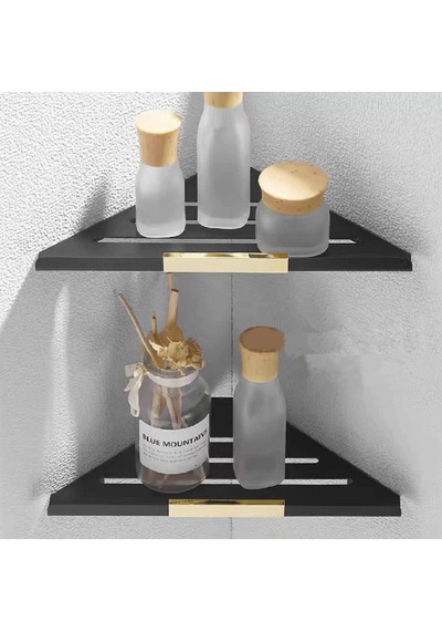 Metal Banyo/mutfak Düzenleyici Organizer Köşe Şampuan Rafı Siyah Siyah