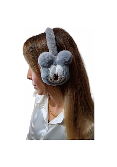 Minnie Mause Figürlü Peluş Kulaklık Taç - Gri Çok Renkli
