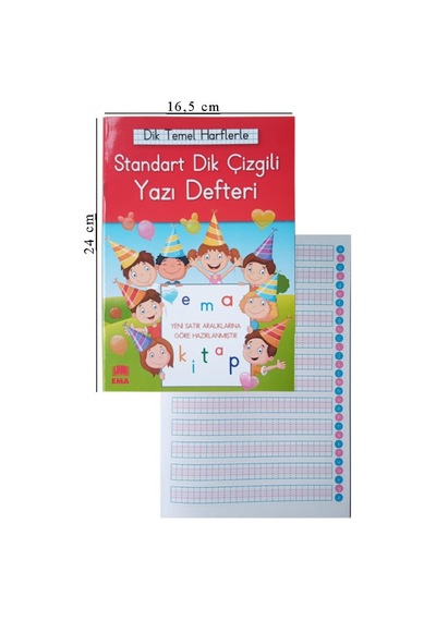 Güzel Yazı Defteri Orta Boy Dik Çizgili 16.5 x 24 CM 24 Yaprak 1 Adet