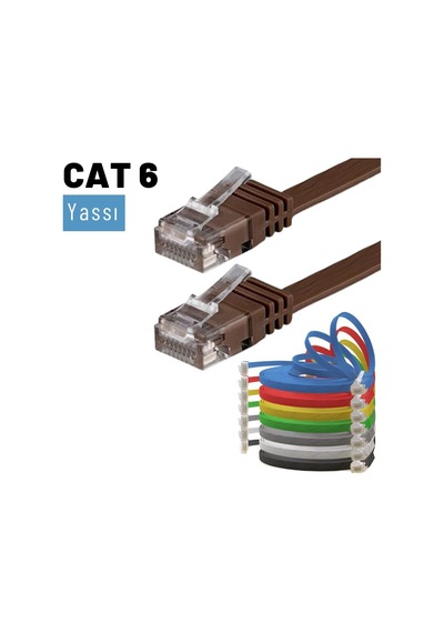 Cat6 Kablo Yassı Ethernet Network Lan Ağ İnternet Kablosu Standart