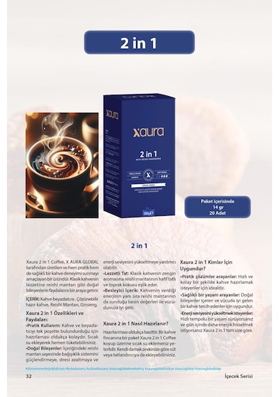 Xaura Global 2 İn 1 Coffe 20 Pcs 280 G Çekirdek