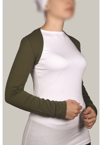 Altobeh Uzun Kollu Kadın Tesettür İçe Giyilen Bolero - Haki Çok Renkli