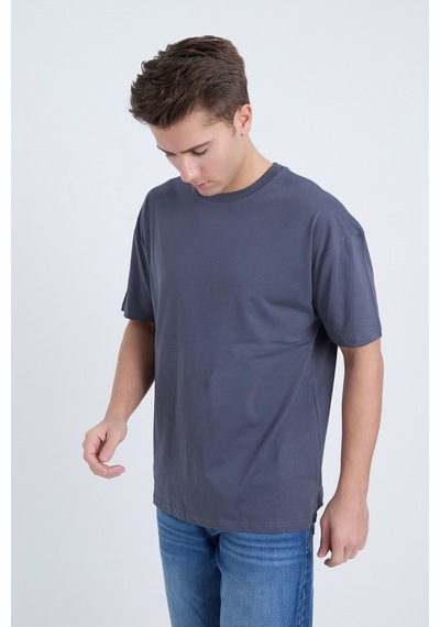 Velvoria Unisex Oversize Basic 3'lü Antrasit Renk T-shirt Çok Renkli19