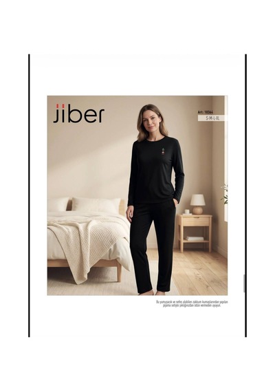 Jiber 10364 Kışlık Pijama Takımı Siyah
