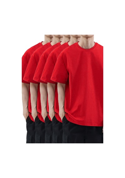 Uyguntarz Unisex Basic Model 5'll Tshirt Kırmızı