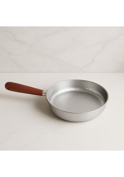 Qerhome Ahşap Saplı Gümüş Paslanmaz Çelik Sos Yumurta Tavası 16 Cm Gümüş