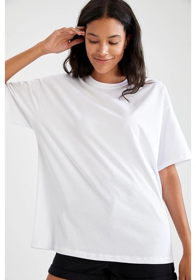 Startmore Oversize Fit Pamuklu Kısa Kollu Basic Tişört Beyaz