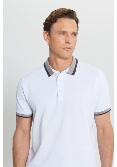 Altınyıldız Collectıon Erkek Beyaz %100 Pamuk Slim Fit Dar Kesim Polo Yaka Tişört