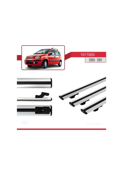 Fiat Panda 2003-2012 Arası İle Uyumlu Basic Model Ara Atkı Tavan Barı Gri 3 Adet