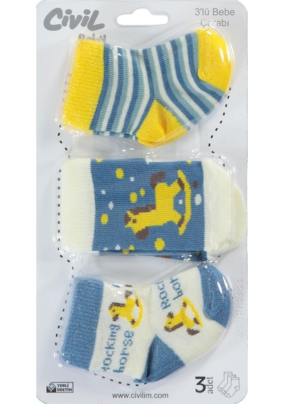 Civil Baby Horse Desen Asetat 0-24 Ay Çorap Setleri - Standart Standart