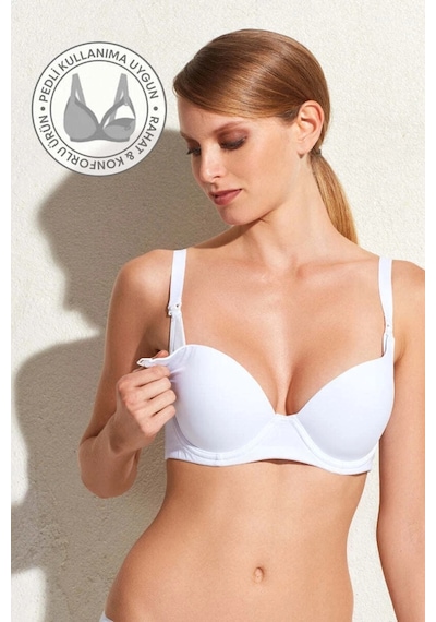 Pierre Cardin Kaplı Pamuklu Emzirme Sütyeni Beyaz 6117