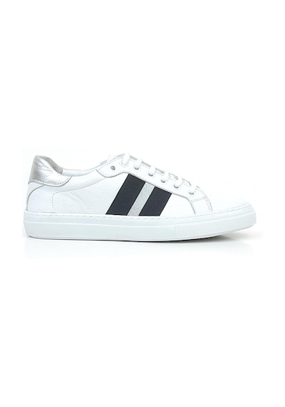 Hakiki Deri Beyaz Siyah Desenli Kadın Sneaker Ayakkabı Beyaz Hakiki Deri Beyaz Siyah Desenli Kadın Sneaker Ayakkabı Beyaz