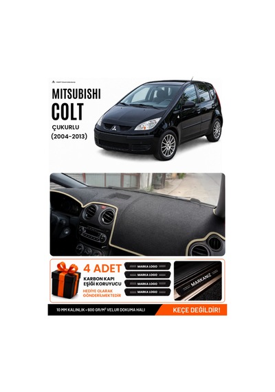 Mıtsubıshı Colt Çukurlu 2004-2013 Uyumlu Torpido Örtüsü, Torpido Kılıfı - Siyah Bej