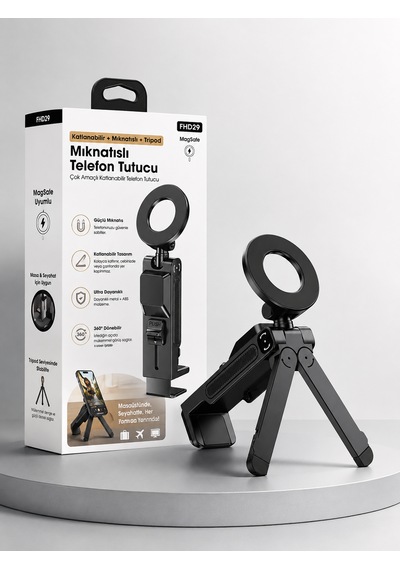 Katlanabilir Manyetik Tripod Telefon Tutucu 7.5 İnç Uyumlu Masaüstü Seyahat Tipi Ayarlanabilir Stand