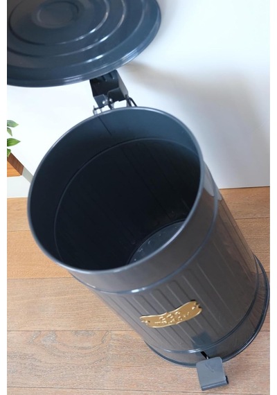 Paslanmaz Galvaniz Metal 30 Litre Pedallı Çöp Kovası Antrasit Genel