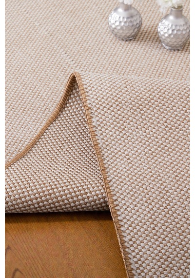 Doğal Jüt Görünümlü Düz Dokuma Kilim Açık Bej Minimal Tasarım Bej Bej
