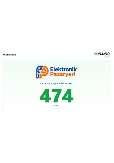 İsg Panosu Dijital İş Sağlığı Ve Güvenliği Ekranı Wifi Bağlantılı Kazasız Gün Sayacı Logo Gösterimi