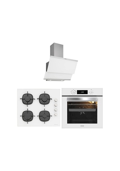 Silverline BO65E4W01 - CS5335W01 - 3420 CLASSY Beyaz Cam Ankastre Set
