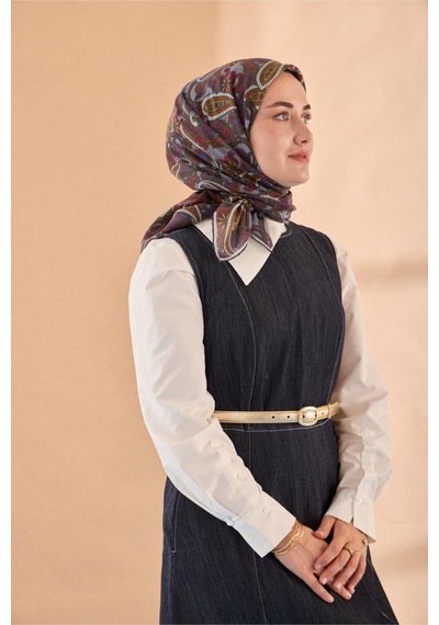 Silk Home Yaz Esintisi Eşarp 150002-13 Gri, Mor, Parlak Turuncu, Fıstık Yeşil