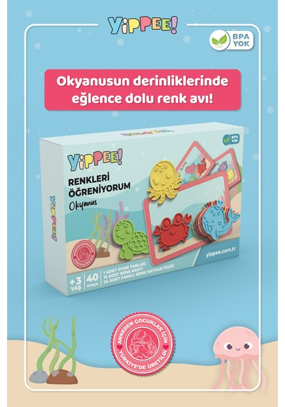 Renkleri Öğreniyorum Okyanus Canlıları Renk Eşleştirme Oyunu 40 Parça