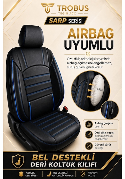 Opel Vectra Uyumlu Sarp Serisi Mavi Oto Koltuk Kılıfı
