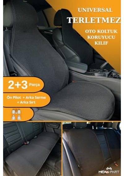 Meka Part Oto Koltuk Koruyucu Kılıf 5 Parça Universal Siyah 2 2 1%100 Pamuk Siyah