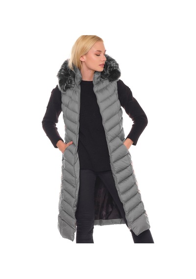 Z6684 Dewberry Bayan Yelek-gri Gri