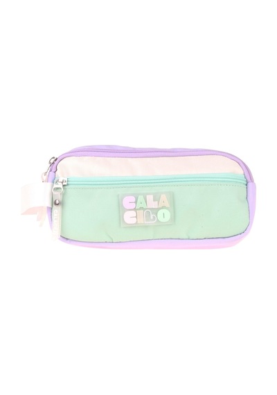 Calacilo Rainbow Lila Yeşil Renkli Kız Çocuk Üç Gözlü Kalem Çantası - Lila - Yeşil - C4091