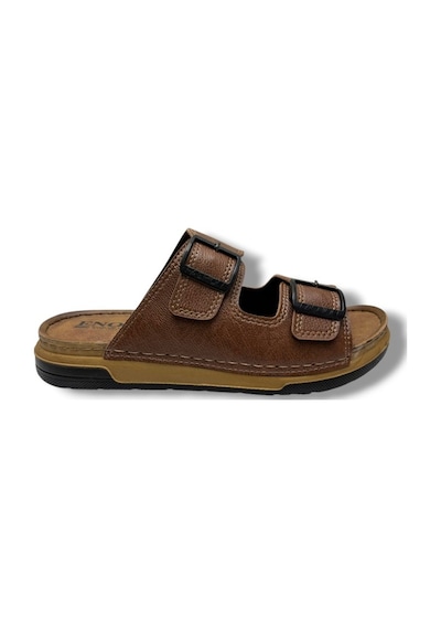 Enova M253-0202-26 Deri Anatomik Soft Çift Bant Erkek Terlik Taba